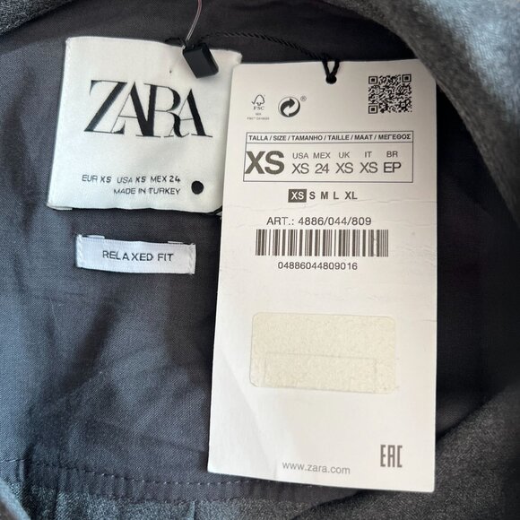 Zara Women's Button Down Shacket Shirt Jacket Relaxed Fit XTRA SMALL XS in Gray - Picture 6 of 10